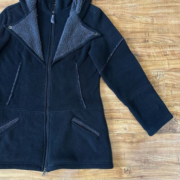 Athleta RARE Sherpa Longline Full Zip Hoodie Jacket Size Medium Black - Picture 5 of 15